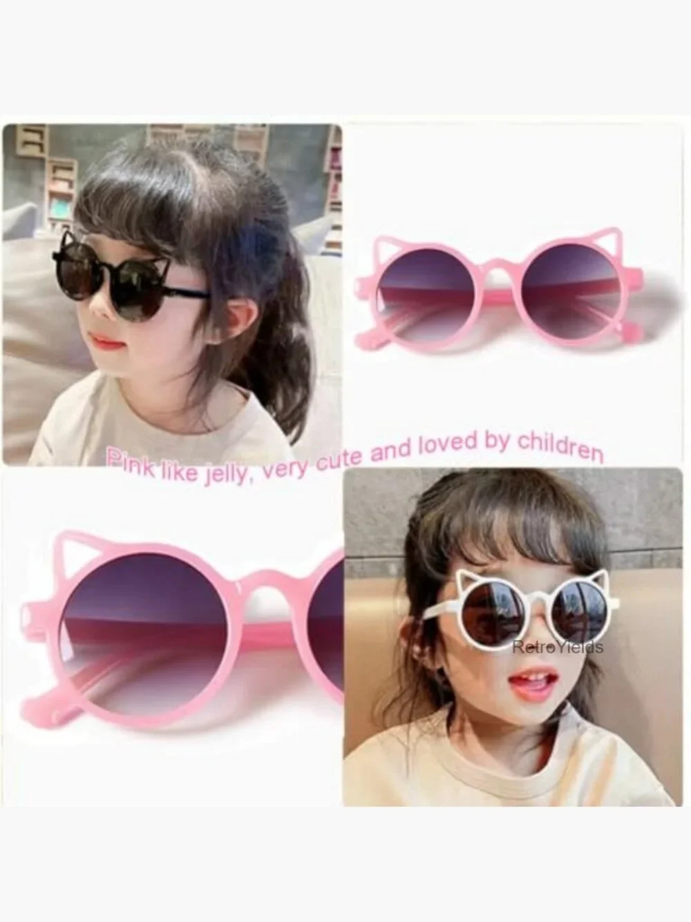 3 Pairs Girls Sunglasses Multiple Shapes UV Protection Beach Eyewear Ages 3-10